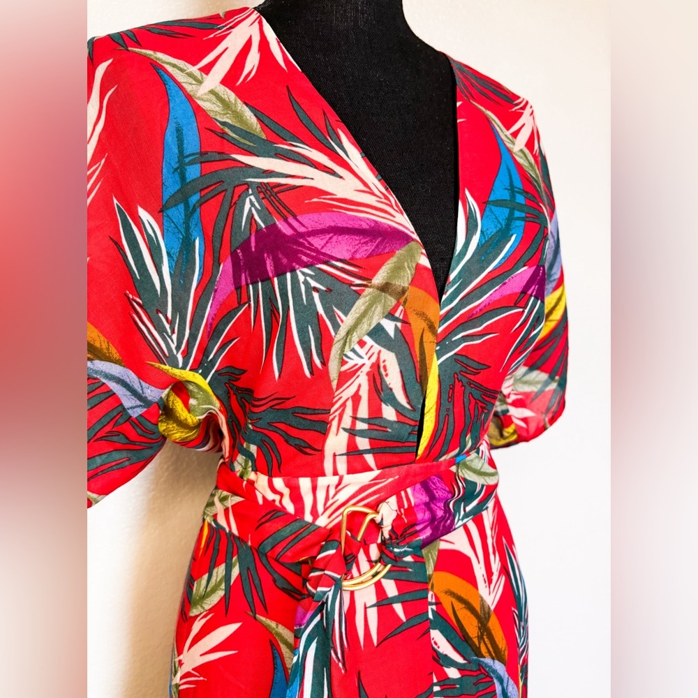 Anthropologie Red Carter Plunge Neckline Tropical‎ Jumpsuit Size XS - Picture 5 of 12